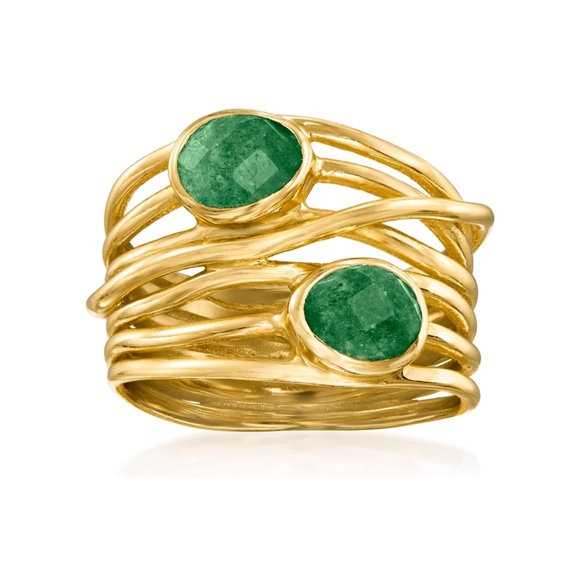 18k Precious Gemstone Emerald Sapphire Turquoise Wire Wrap Ring - Picture 2 of 16